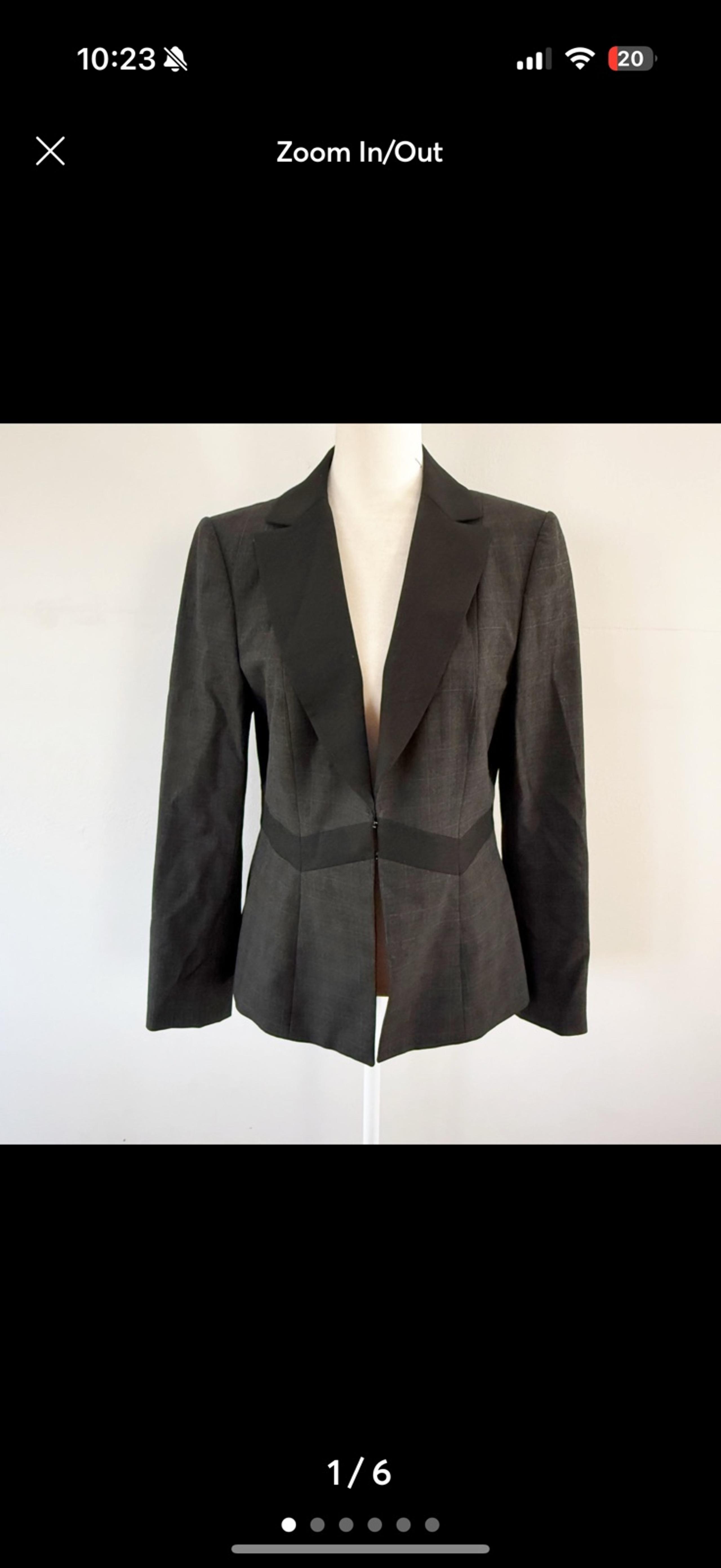 Antonio Melani Chevron Stripe Peplum Career Blazer Womens Size 4 Neutral Office