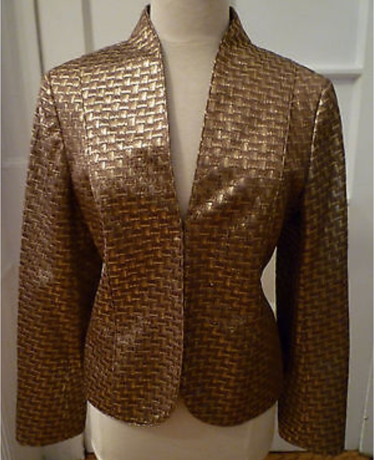 Lafayette 148 New York 148 Gold Silk Blend elegant Blazer size medium