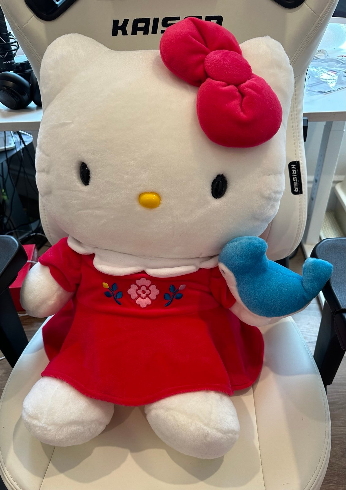 Jumbo vintage Hello Kitty red dress blue bird plush