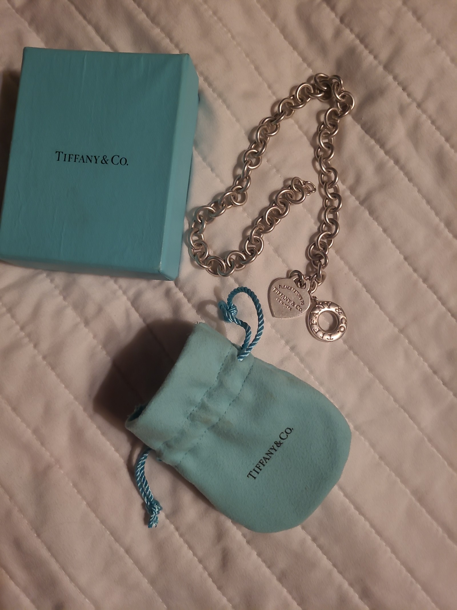 Tiffany and Company sterling silver 925 16 inch heart chain necklace
