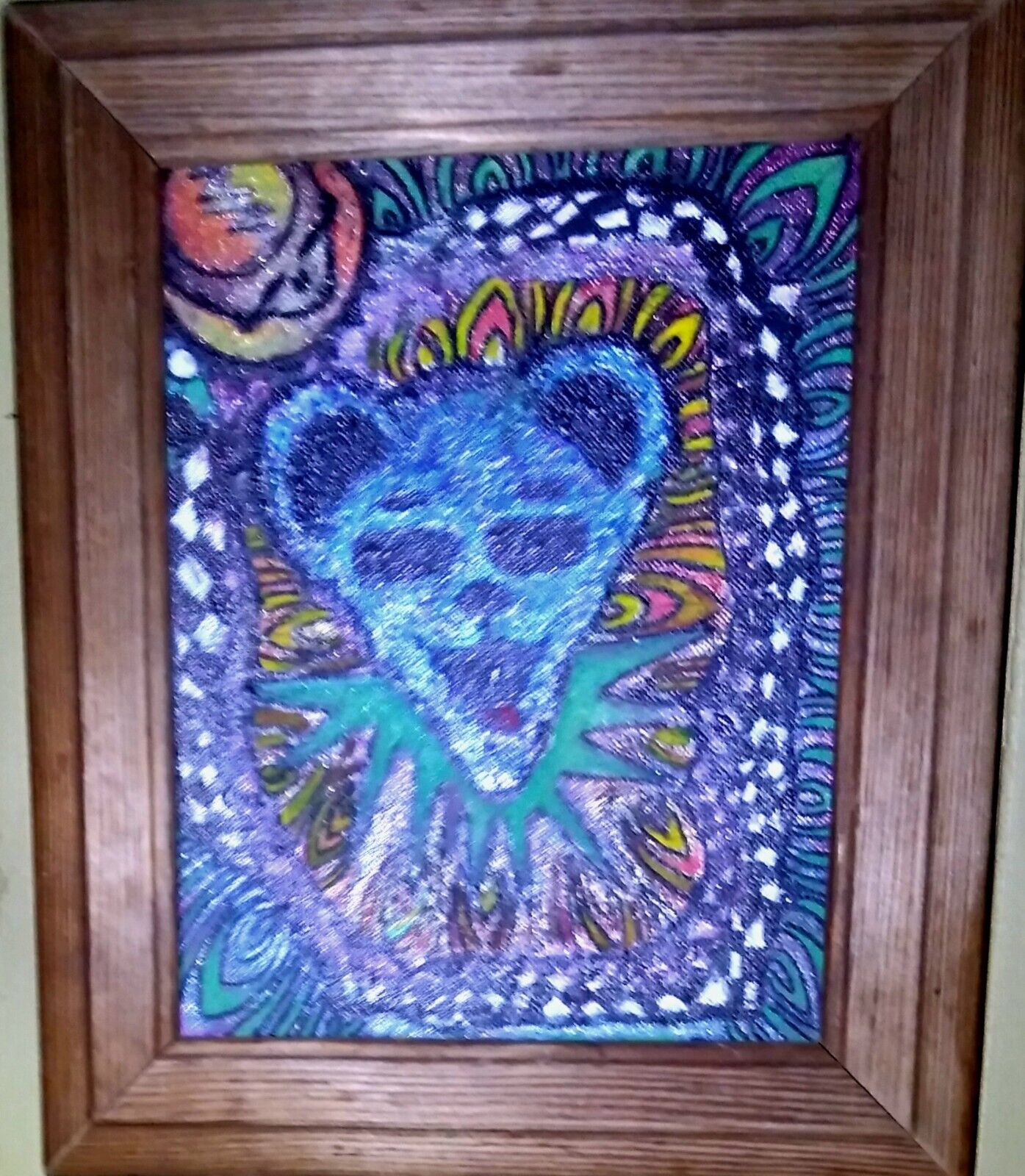 Blue Bear Framed Painting 8x10 inch original by R Mills