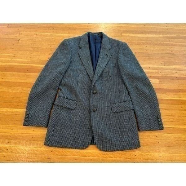 Witty Brothers Vintage Blue/White Plaid Tweed Blazer Suit Jacket
