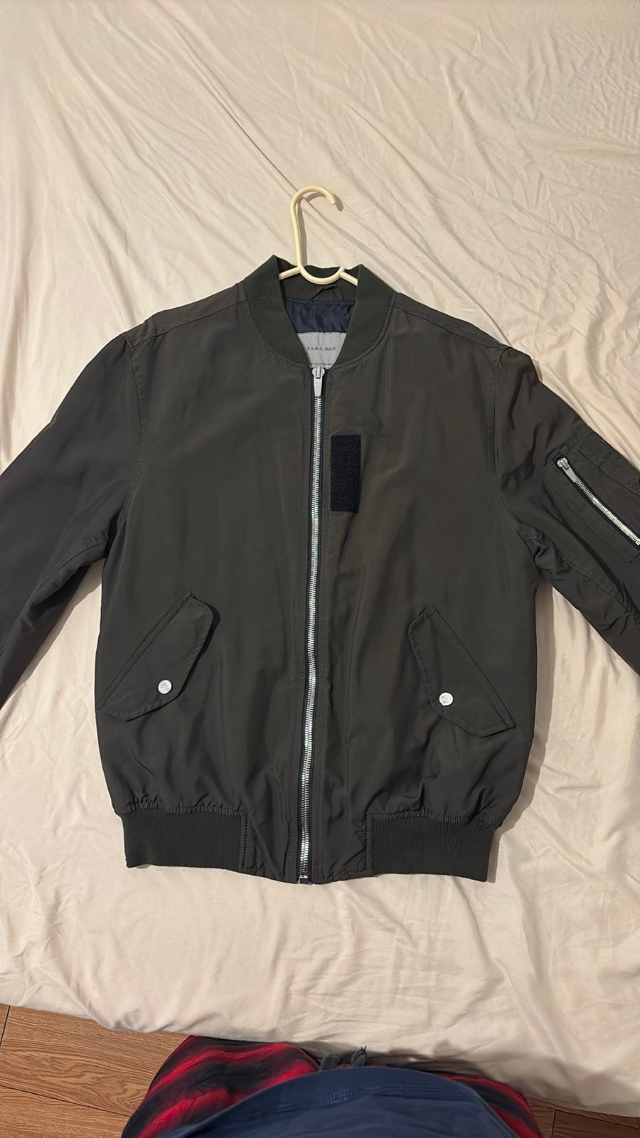 Zara olive bomber lined flight jacket