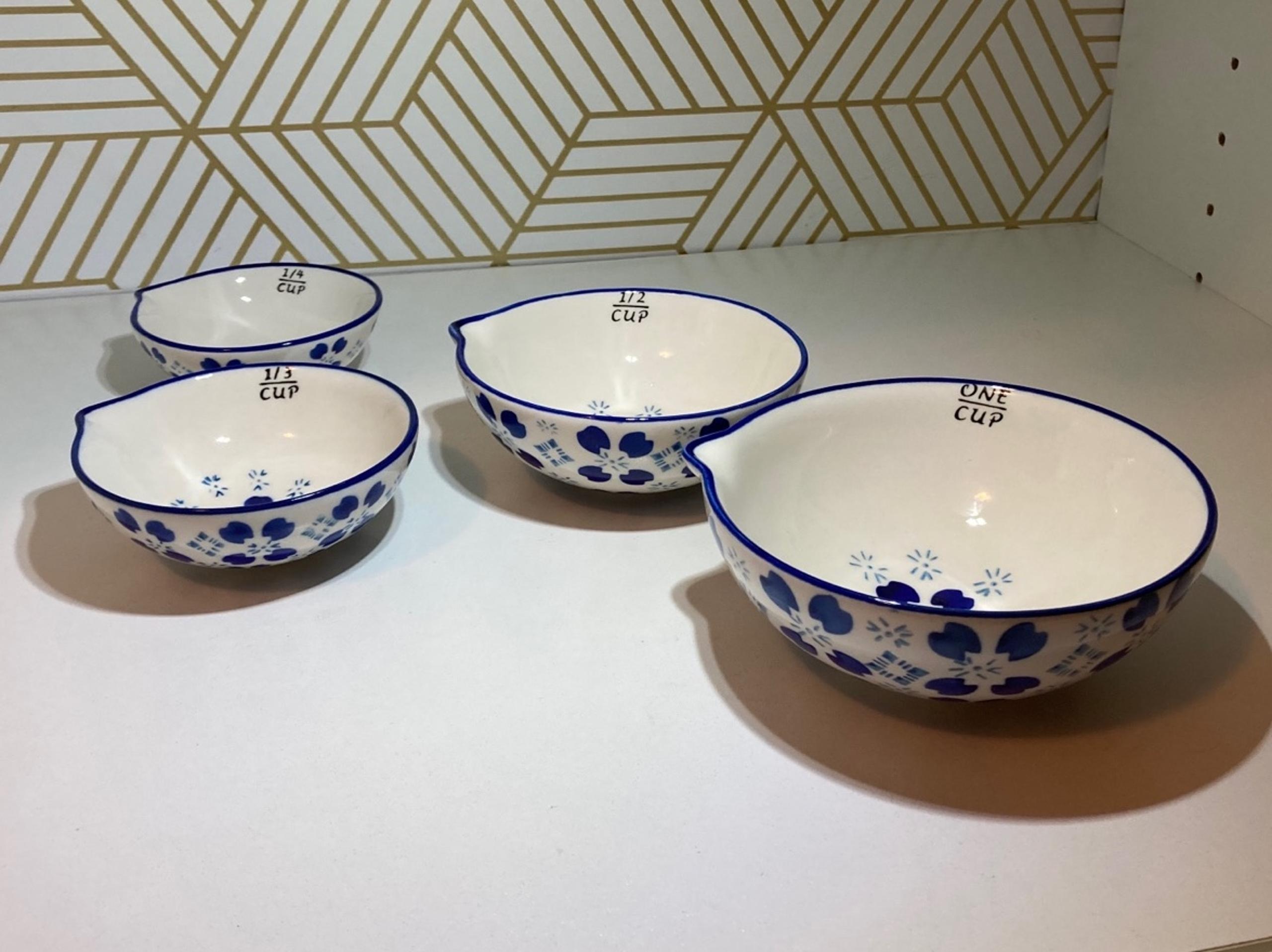 World Market set of four nesting spouted cermic dish
