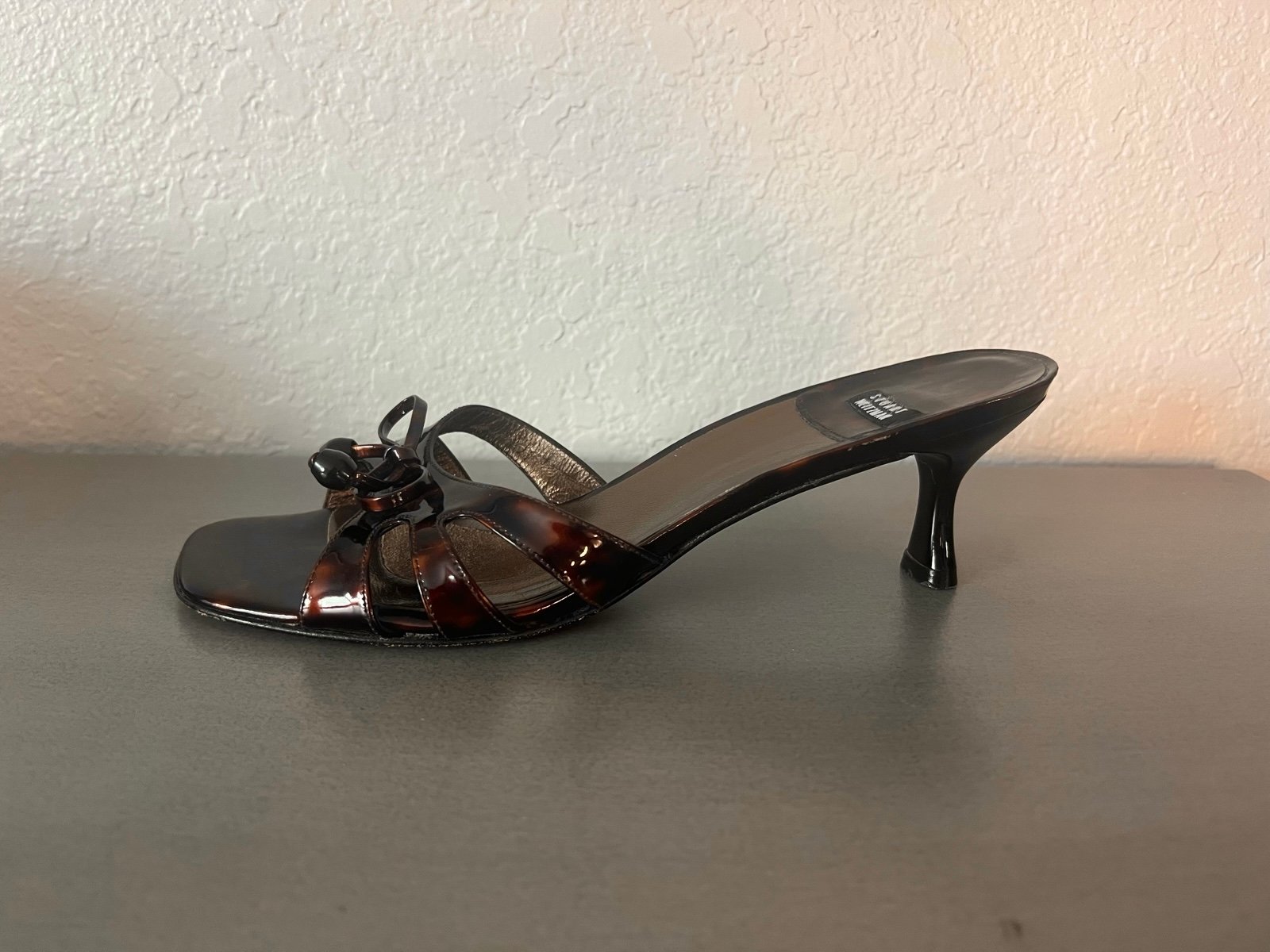 Stuart Weitzman Tortoise Patent Leather Kitten Heels
