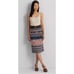 Ralph Lauren Women’s Geo-Motif Linen Cotton Pencil Skirt Pink Blue art geo Sz M