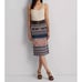 Ralph Lauren Women’s Geo-Motif Linen Cotton Pencil Skirt Pink Blue art geo Sz M