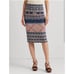 Ralph Lauren Women’s Geo-Motif Linen Cotton Pencil Skirt Pink Blue art geo Sz M