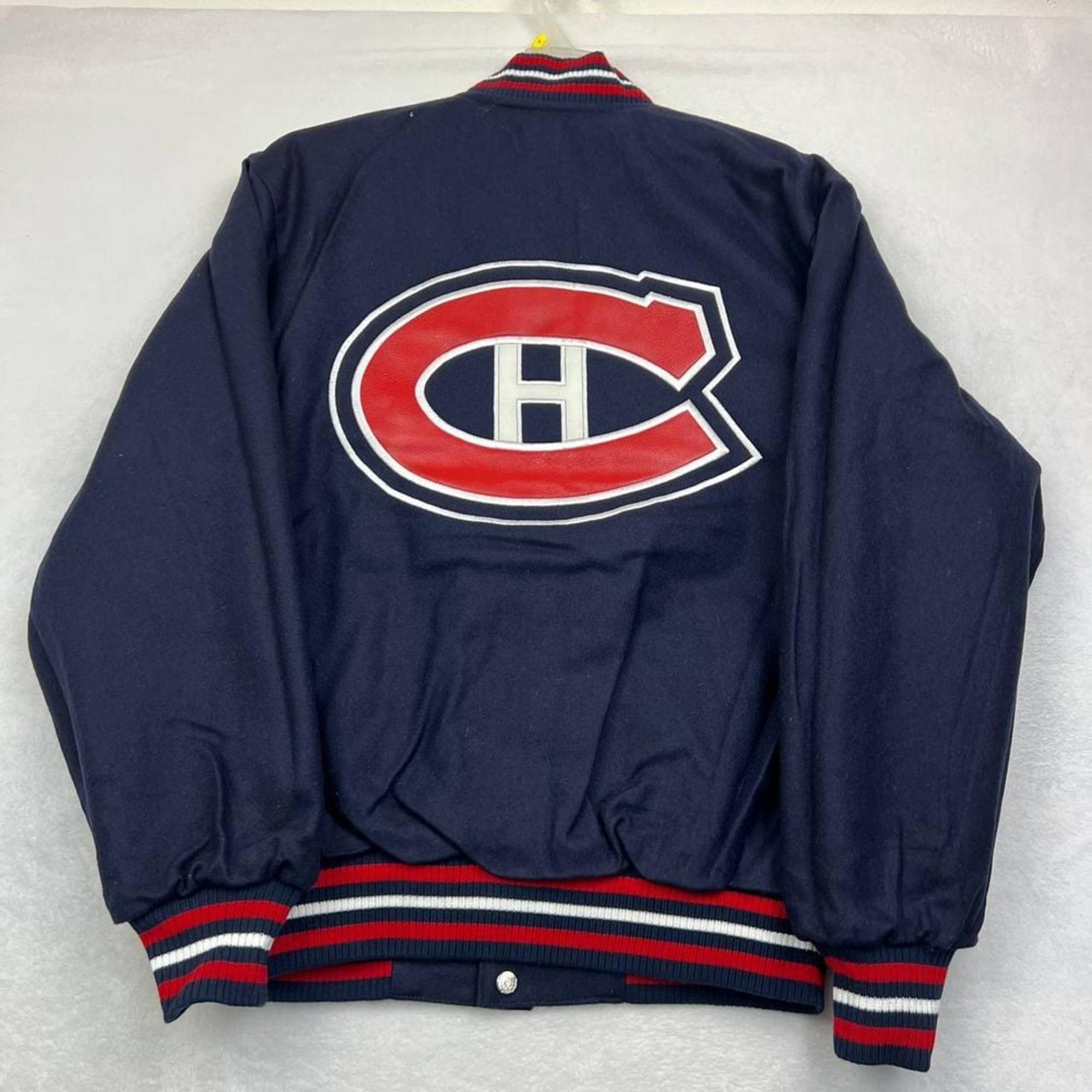 Vintage Montreal Canadiens Varsity Jacket Men M Navy Blue JH Design Reversible