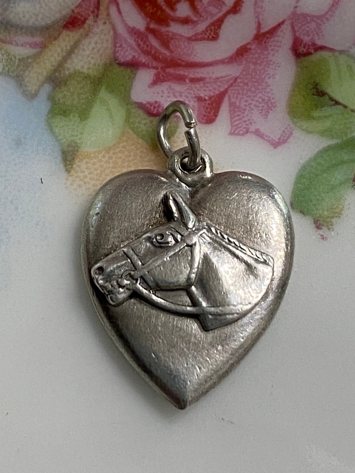 VTG Sterling Horse Puffy Heart Charm