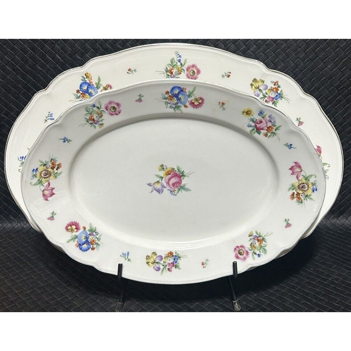 Hutschenreuther Selb The Bristol Set Of Platters 15” And 12 1/2” Vintage 1946-48