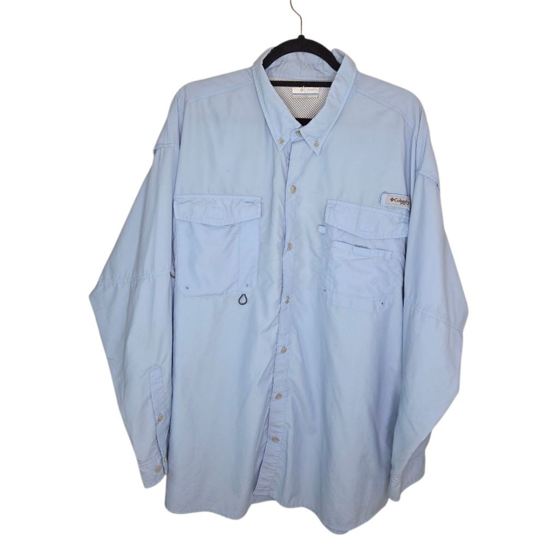 Columbia Pfg Men's FISHING long Sleeve Blue Button Down Shirt Size XXL