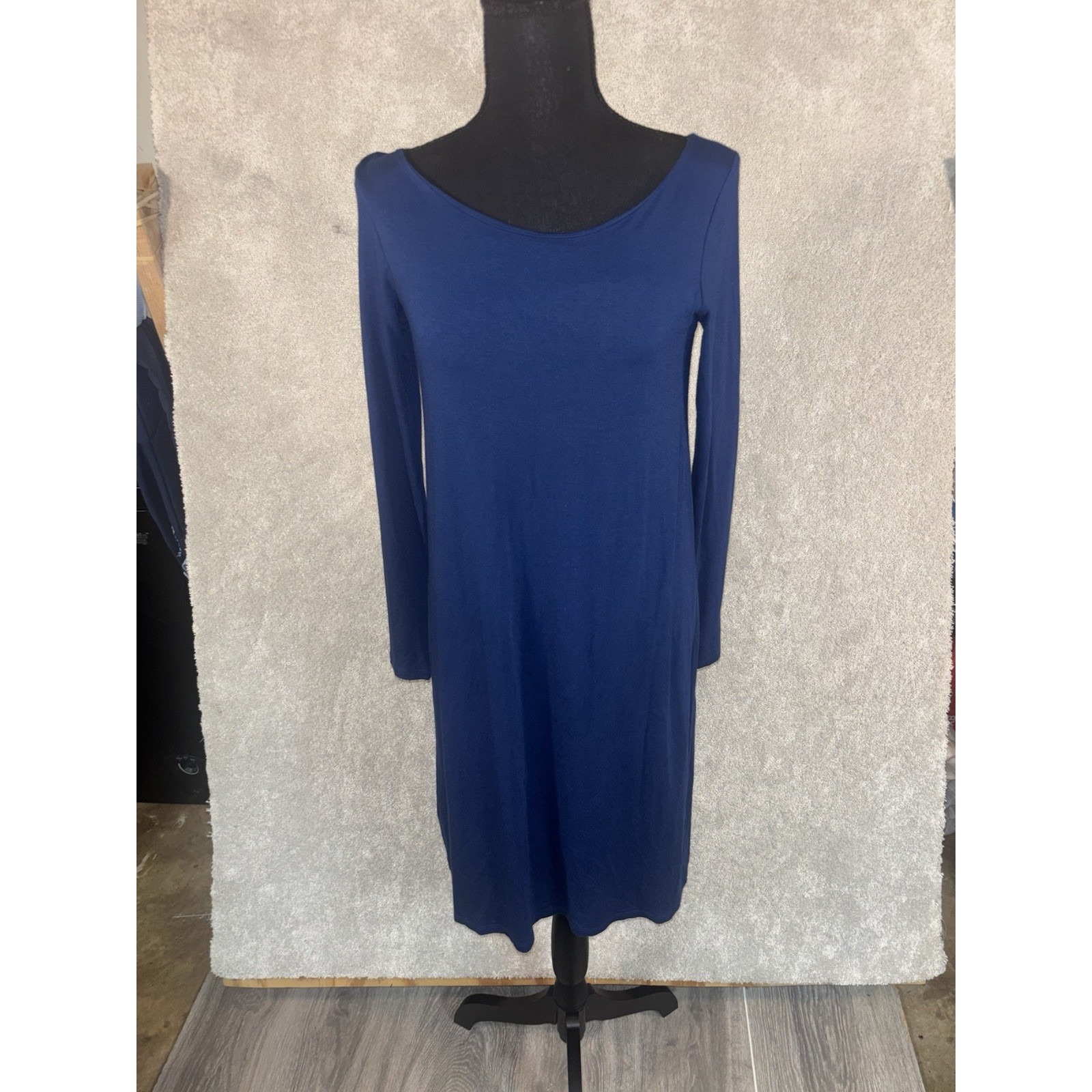 Eileen Fisher Blue Bonnet Ballet Neck Jersey Dress Xs