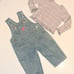 My Twinn Doll Blue Jean Overalls Set & Ruffle Trim Striped Shirt