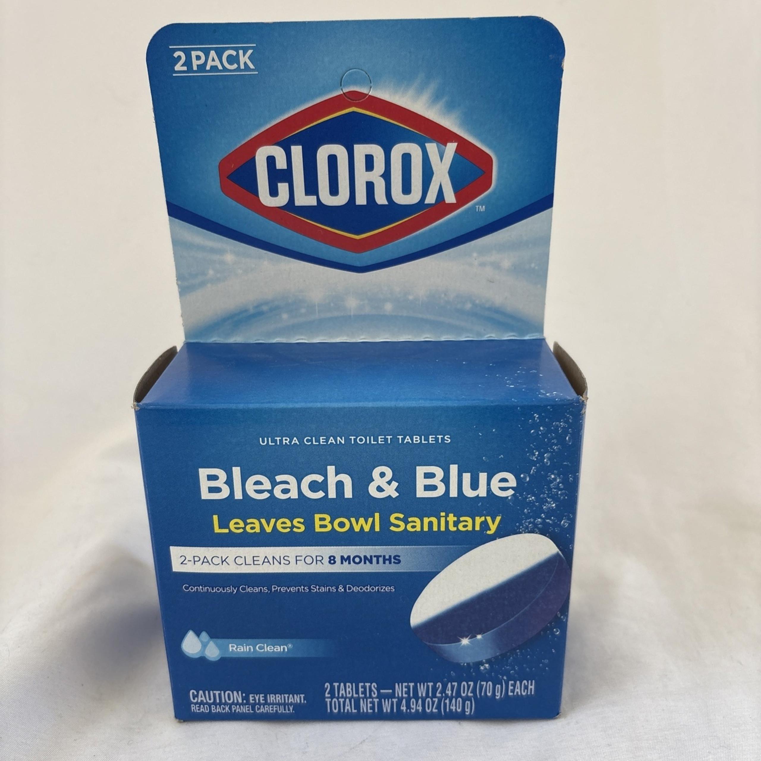 Clorox Ultra Clean Toilet Tablets Bleach & Blue Rain Clean 2 Ct 8 Month Supply