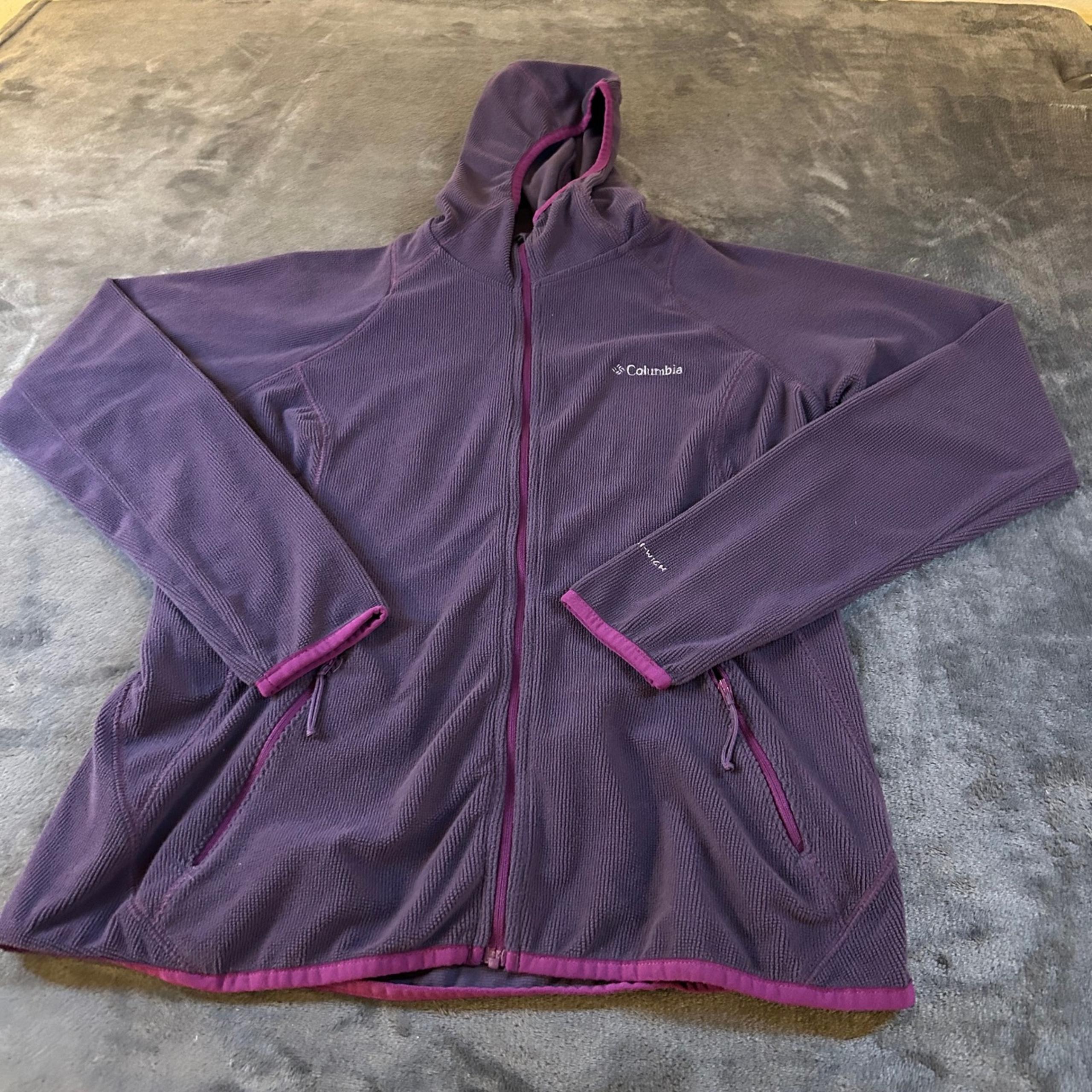 Columbia Fleece Hoodie Omni-Wick Full Zip Jacket Purple Activewear Womens Medium
