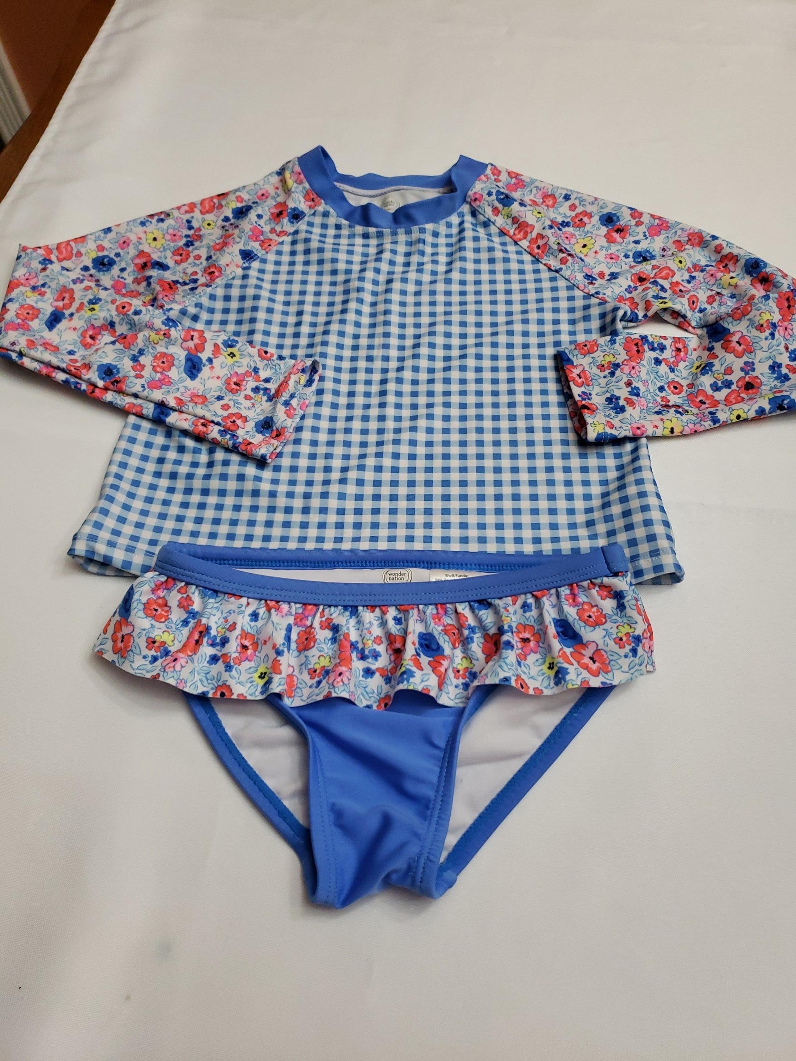 Wonder Nation Girls Coordinating Swimsuit/Bathing Suit. Size 4T & 5T. EUC
