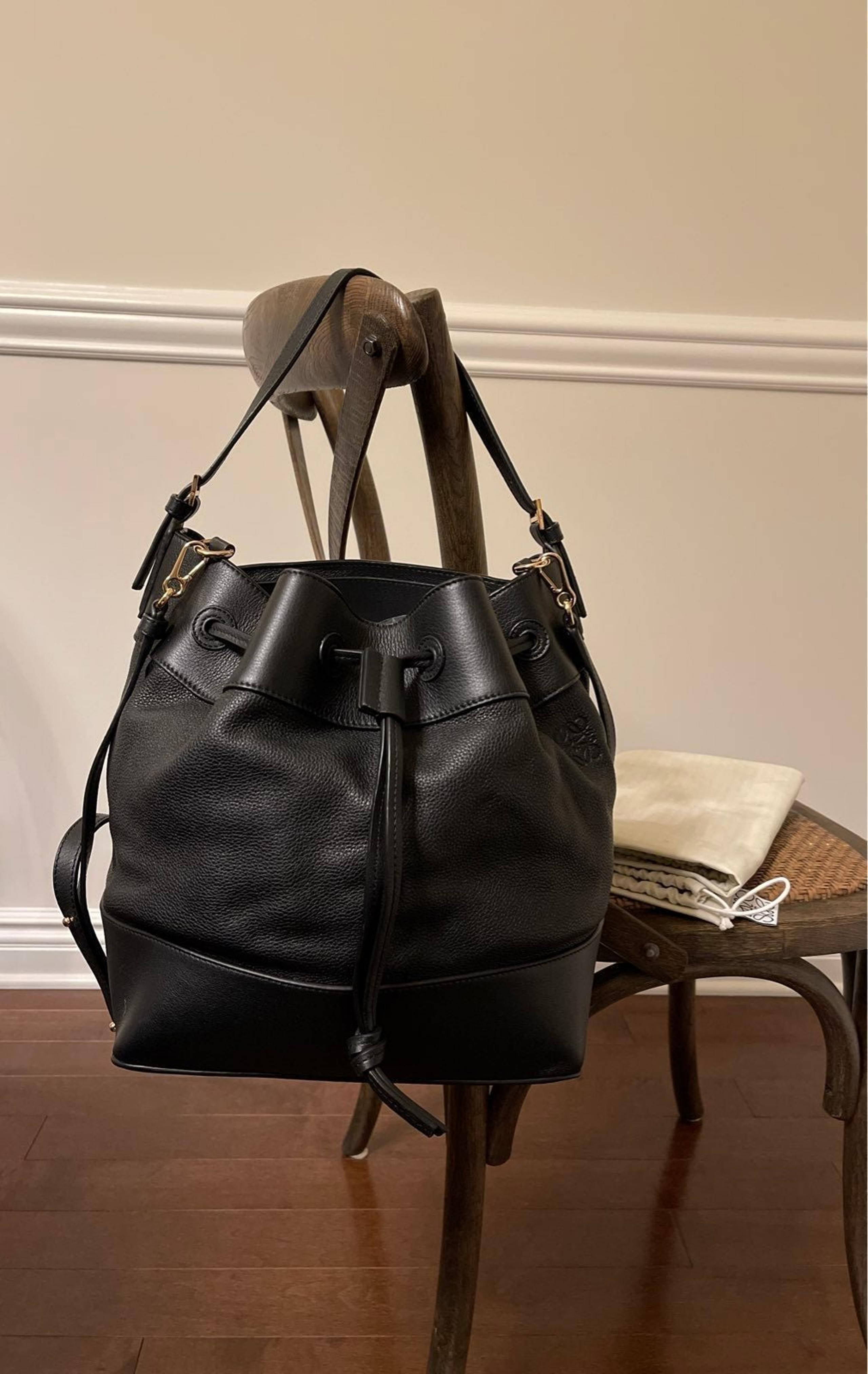 Authentic LOEWE Midnight Calf Leather Bucket Bag beautiful