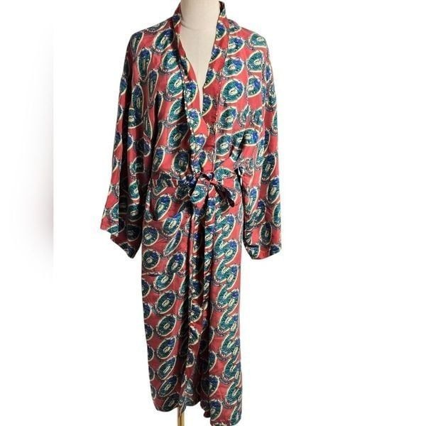 Vintage Robert Stock Silk Golf Patterned Robe