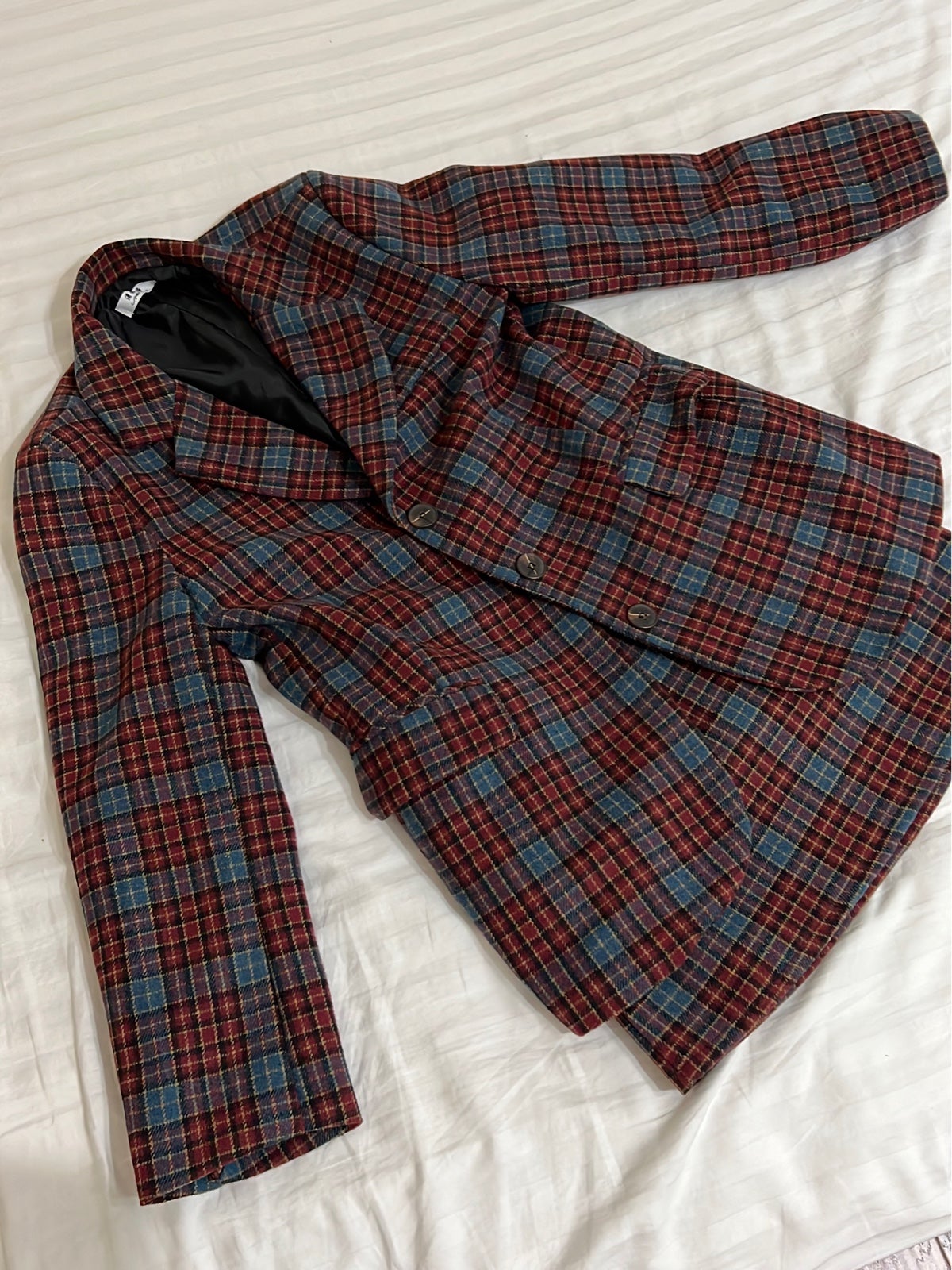 Plaid blazer + skirt suit set