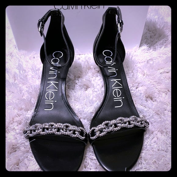 Calvin Klein Reem 2 Leather Chain Dress Sandals