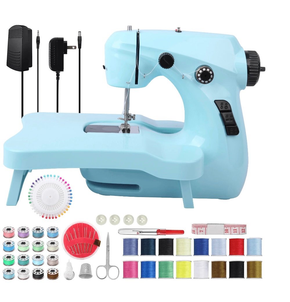 Mini Sewing Machine for Kids Beginners Dual Speed with Extension Table