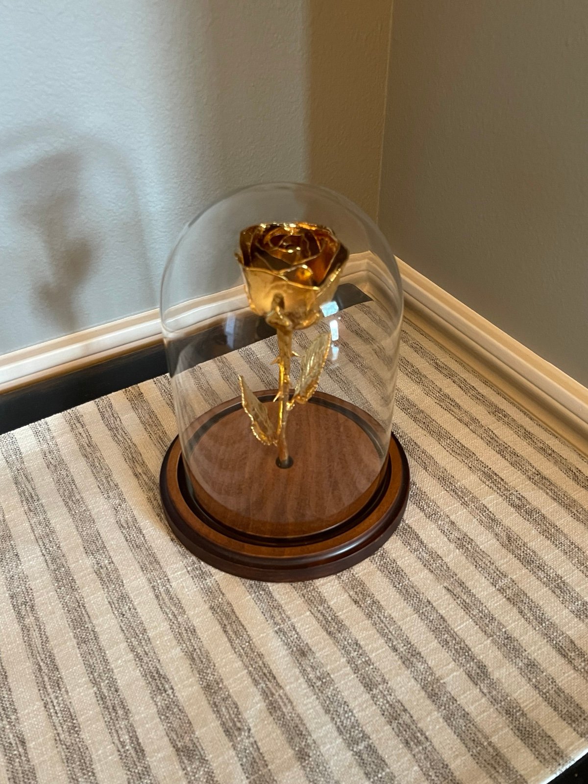 Forever Rose with Wood Base and Glass Dome - Great For Valentine’s Day Gift