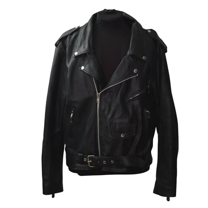 Vintage Echtes Leder Black Leather Biker Motorcycle Jacket Mens 48 Zip Out Liner