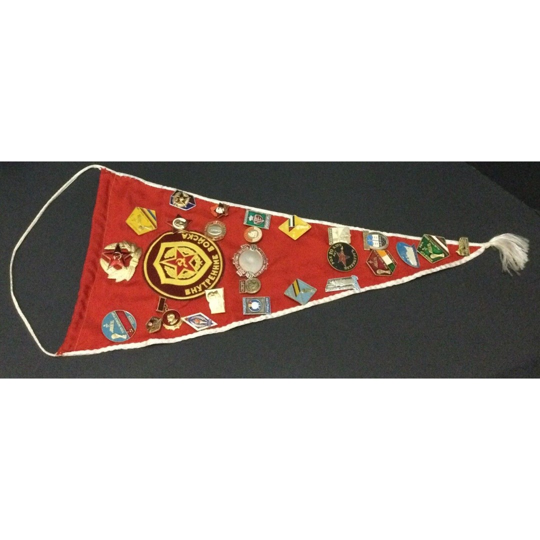 Vintage Pennant Banner USSR Russian Soviet 26 Lapel Pins FIFA Soccer Various