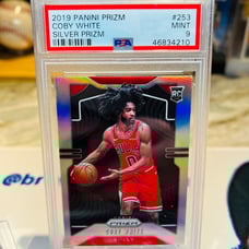 2019-20 Prizm COBY WHITE ROOKIE RC #253 SILVER SP PSA 9 BULLS