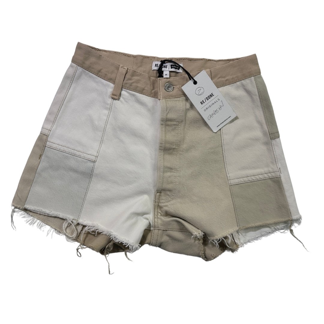 Re/Done Levi's Women's Beige 70S Cut-Off Raw-Hem Denim Jeans Shorts Sz 25 350