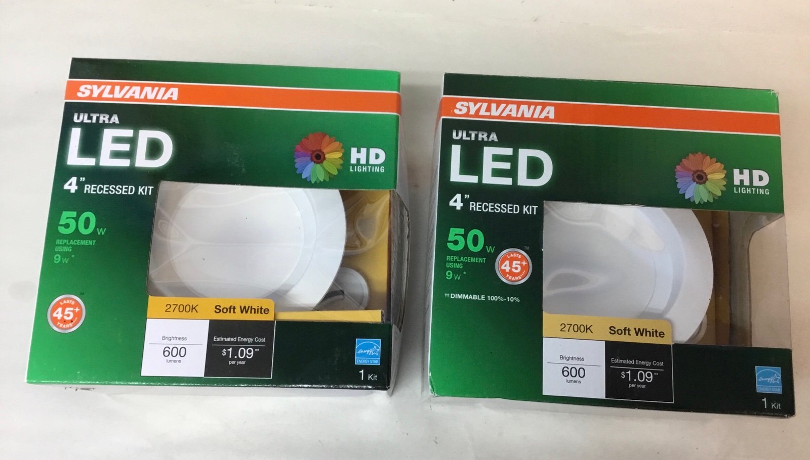 SYLVANIA 2PK Ultra 50W Equivalent White Trim Dimmable LED Recessed Downlight 318