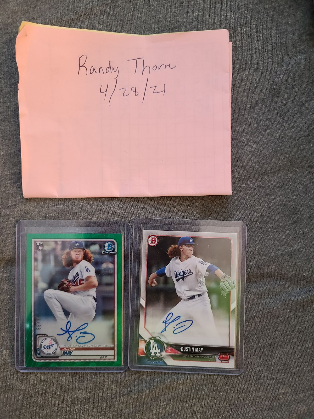 2019 topps chrome green auto Dustin May