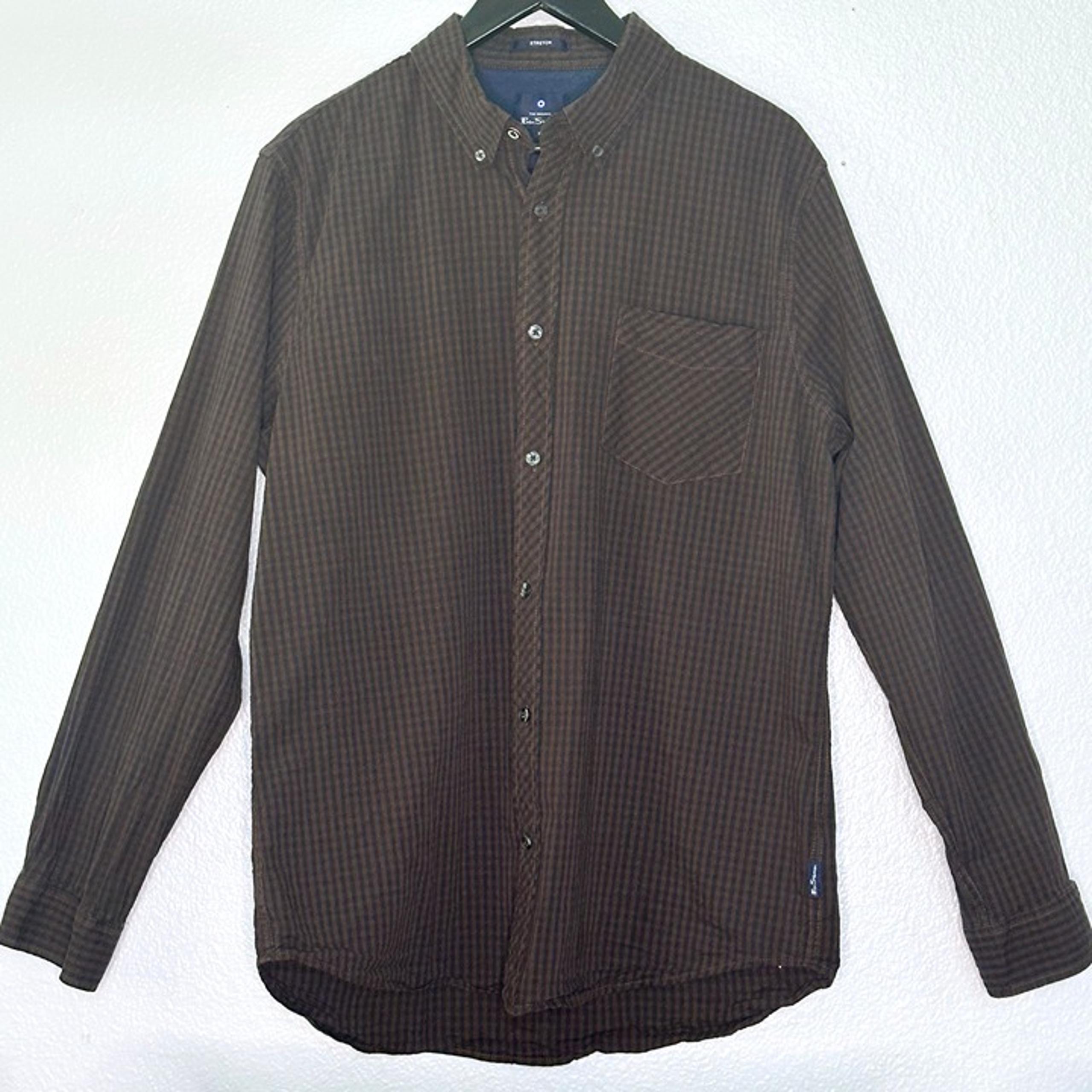 Ben Sherman Brown & Black  Men's Long Sleeve Button Down Shirt