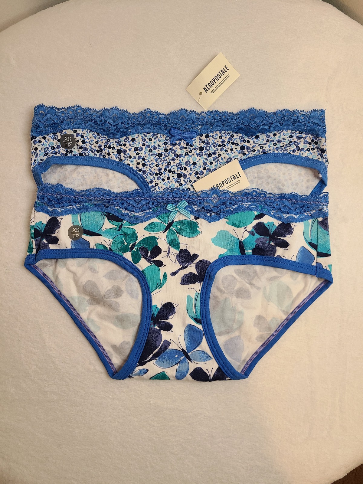 NWT VTG Y2K Aero 2pk Cotton & Lace Hipster Panties Size XS