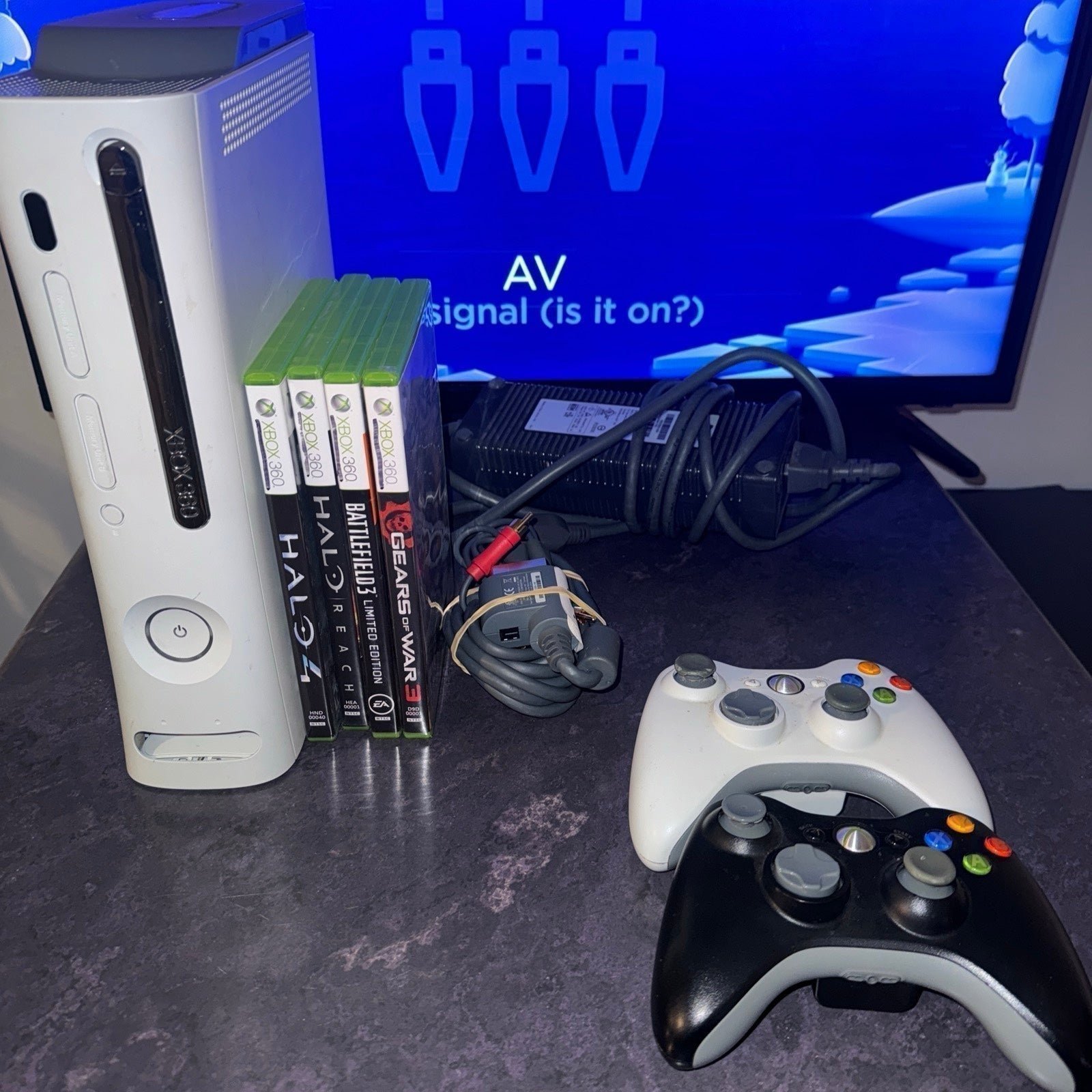 Xbox 360 original console with a hard drive/ halo bundle