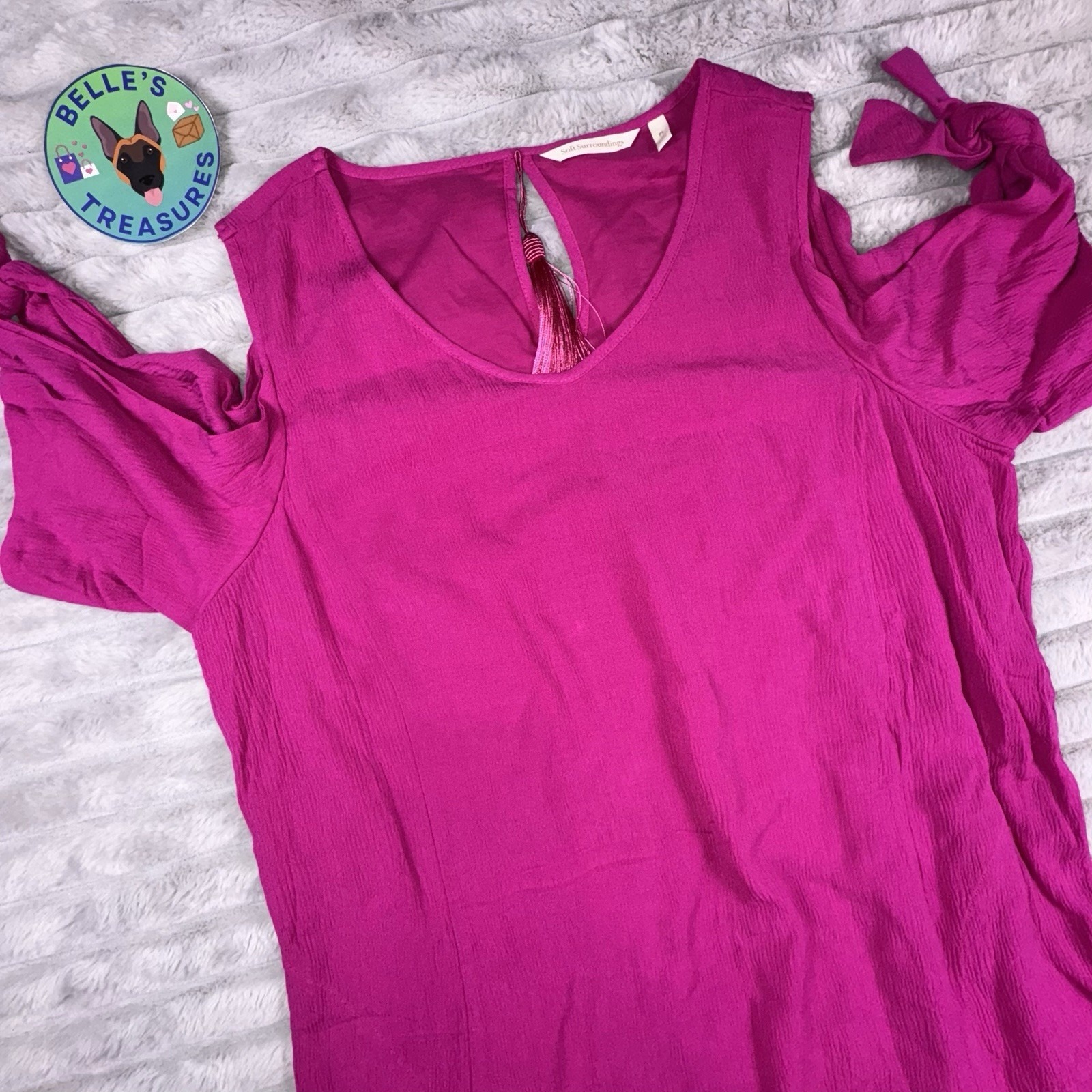 SOFT SURROUNDINGS Destin Gauze Women's Large P Pink Cold Shoulder Pink Dress