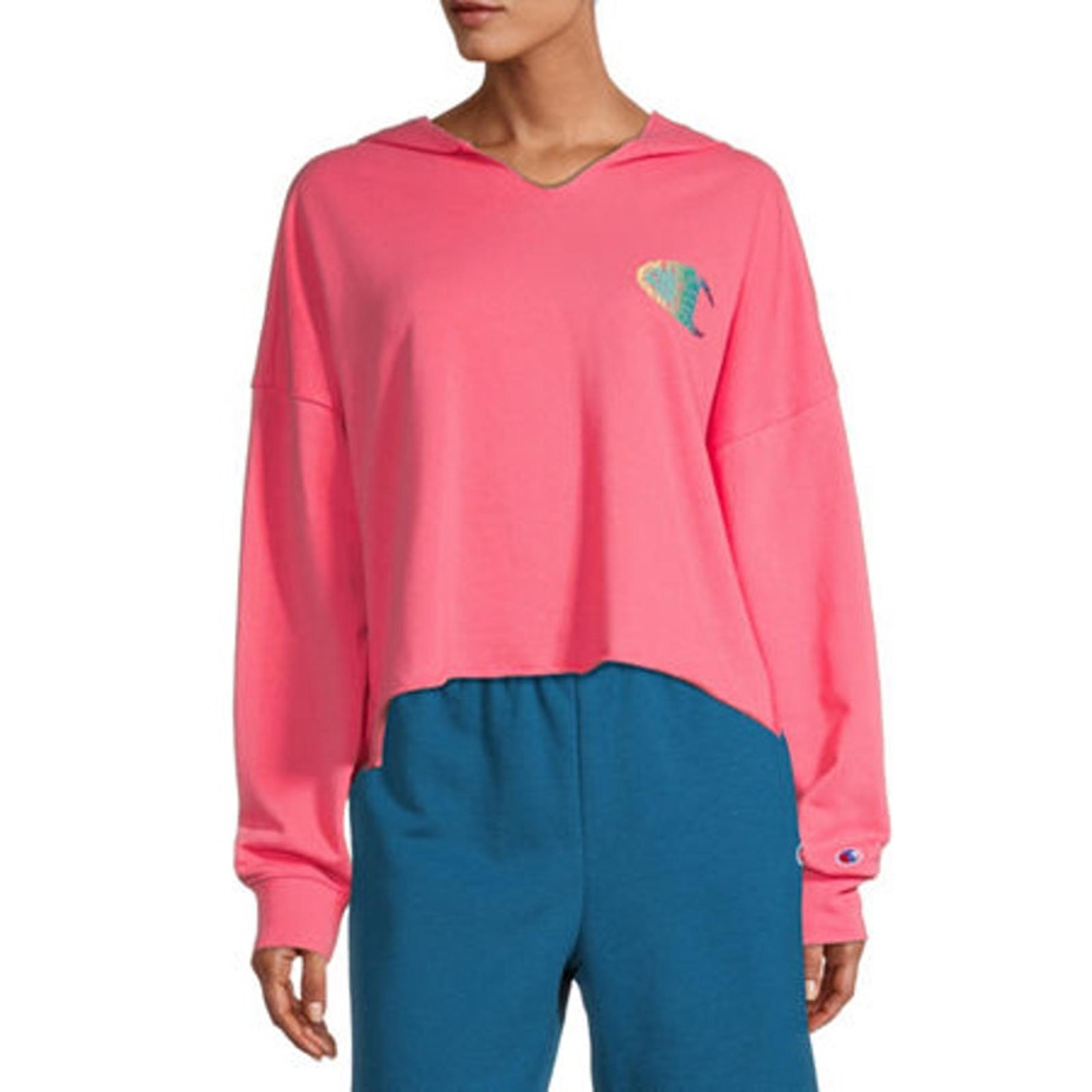 Champion Pink Athletic Sweatshirt Hoodie Cropped Women’s Small
