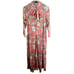 Vtg Stella Fagin for Neiman Marcus Peach Floral Zip Front Long Dress Womans Md