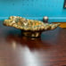 Antique 24k Gold Plated Italian Ceramic Feather Plume Trinket Tray, Unique Rare
