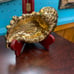 Antique 24k Gold Plated Italian Ceramic Feather Plume Trinket Tray, Unique Rare