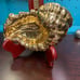 Antique 24k Gold Plated Italian Ceramic Feather Plume Trinket Tray, Unique Rare