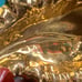 Antique 24k Gold Plated Italian Ceramic Feather Plume Trinket Tray, Unique Rare