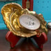 Antique 24k Gold Plated Italian Ceramic Feather Plume Trinket Tray, Unique Rare