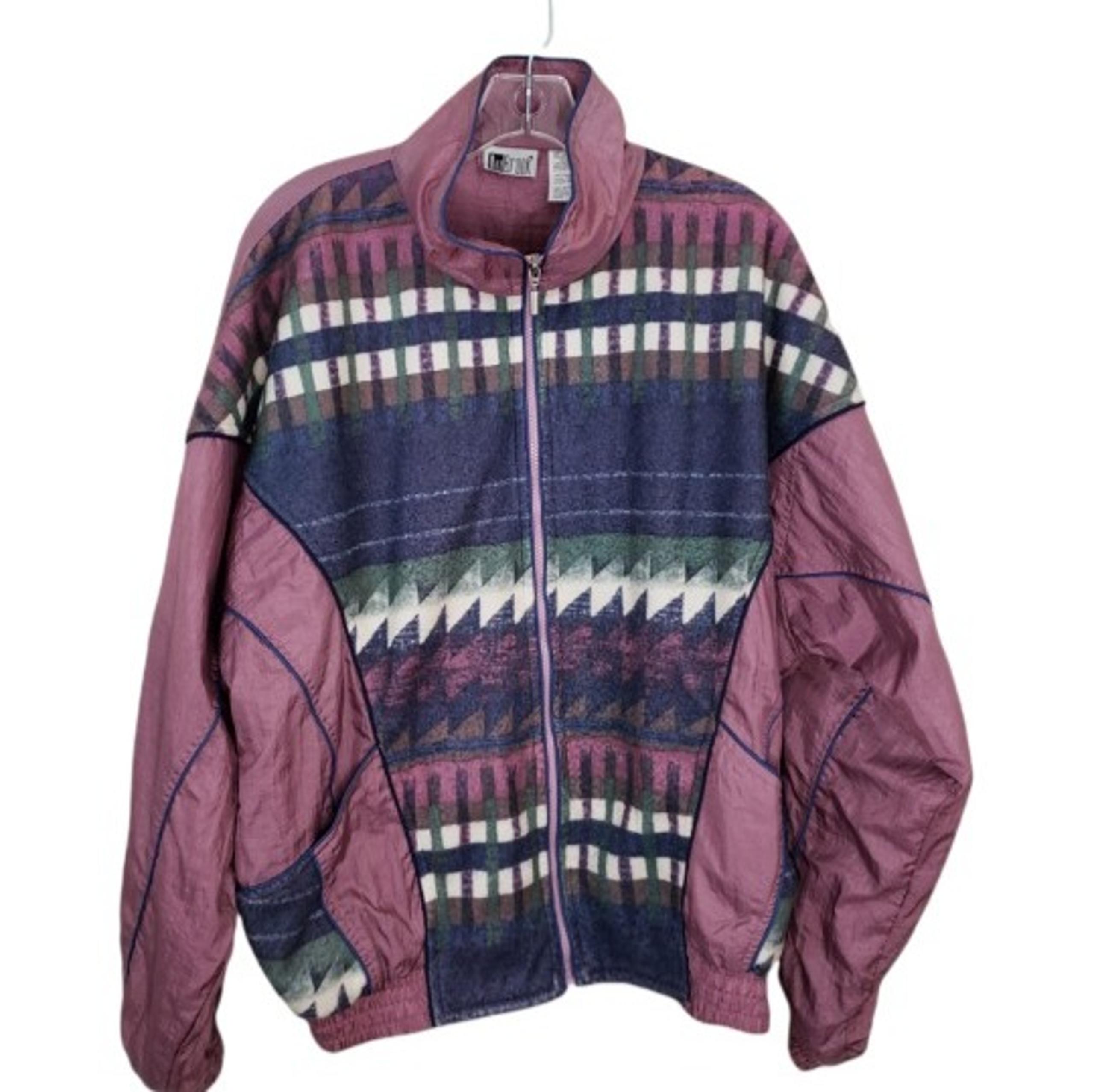 OutBrook Women's Pink Western Vintage Wind Resistance Windbreaker Jacket Sz L