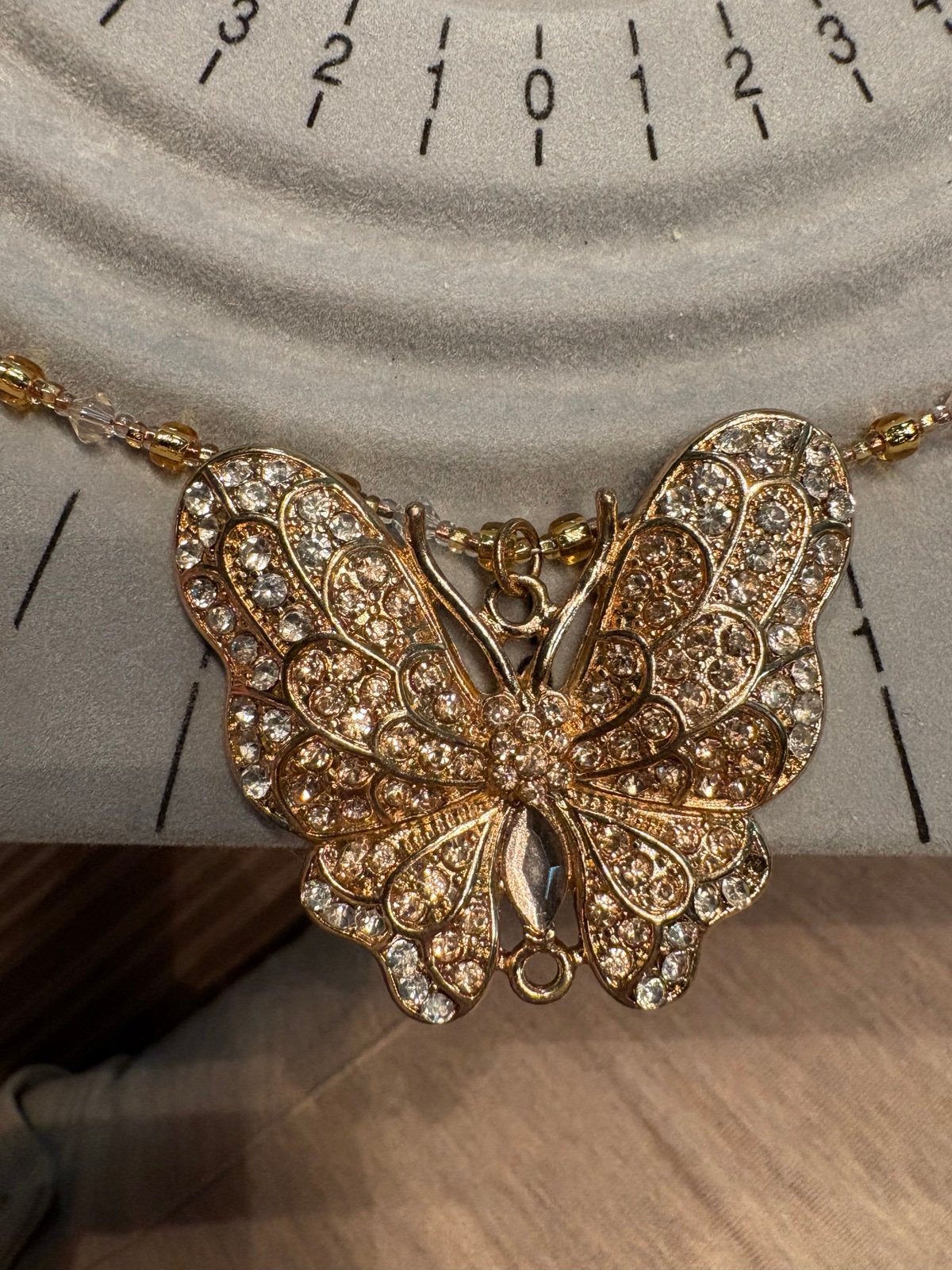Vintage Butterfly Pendant Necklace & Earring Set Handmade w/ Swarovski Crystals