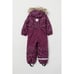 H&M Kids All in one Snowsuit Full body waterproof jumpsuit Black and grey polkad