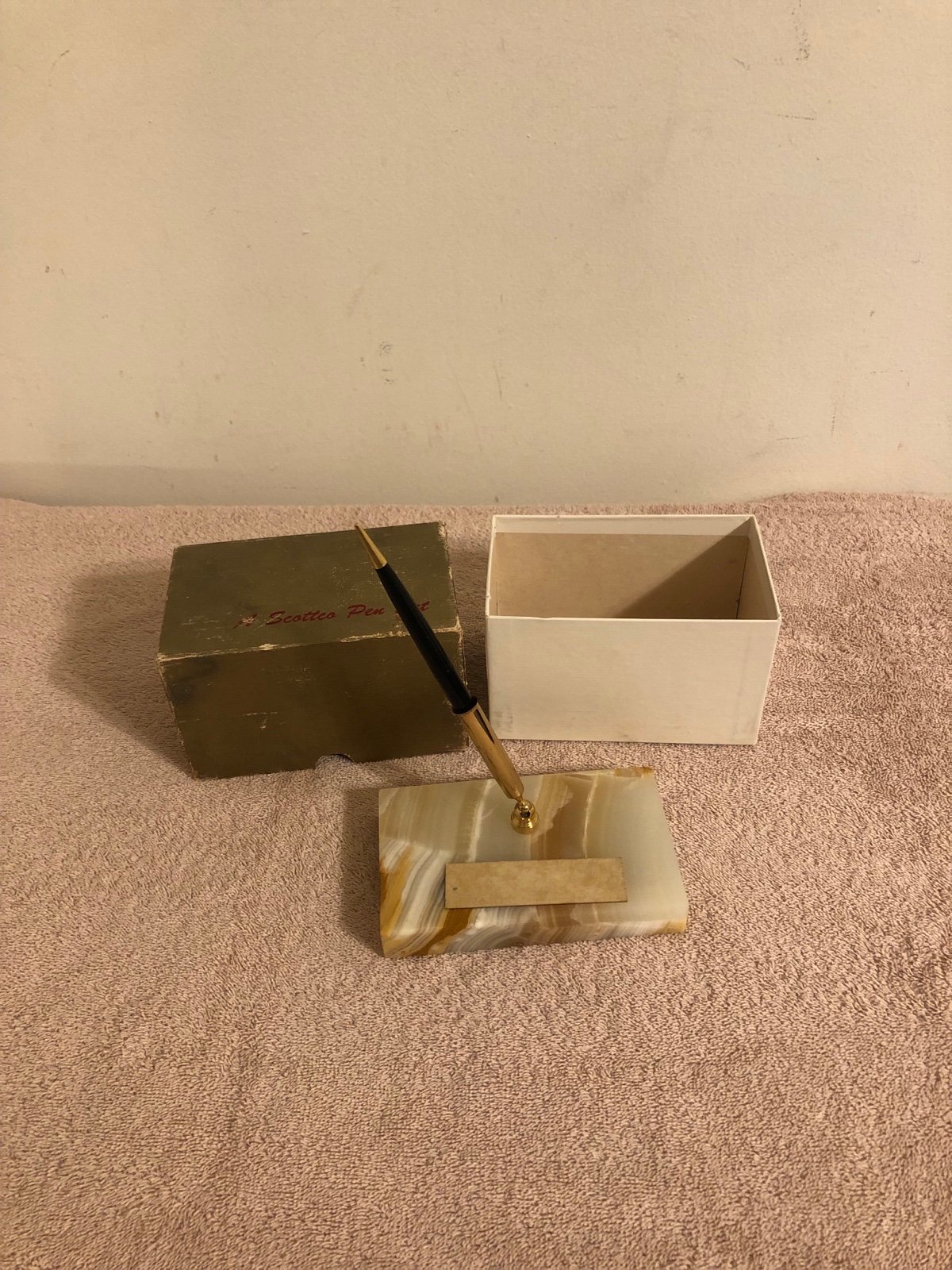 Vintage Marble Scottco Pen Set In Box