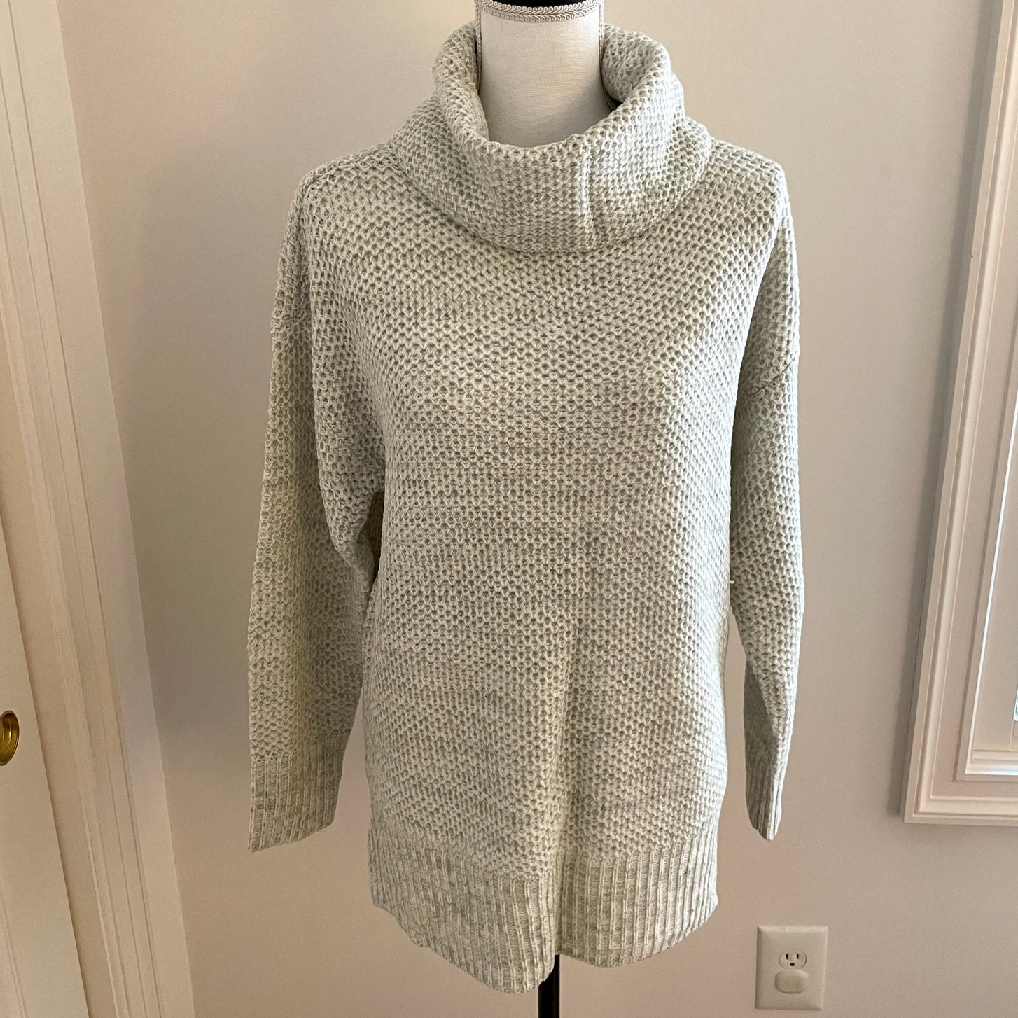 Sanctuary Honeycomb Knit Cowl Neck Sweater In Cream Gray Size Small New