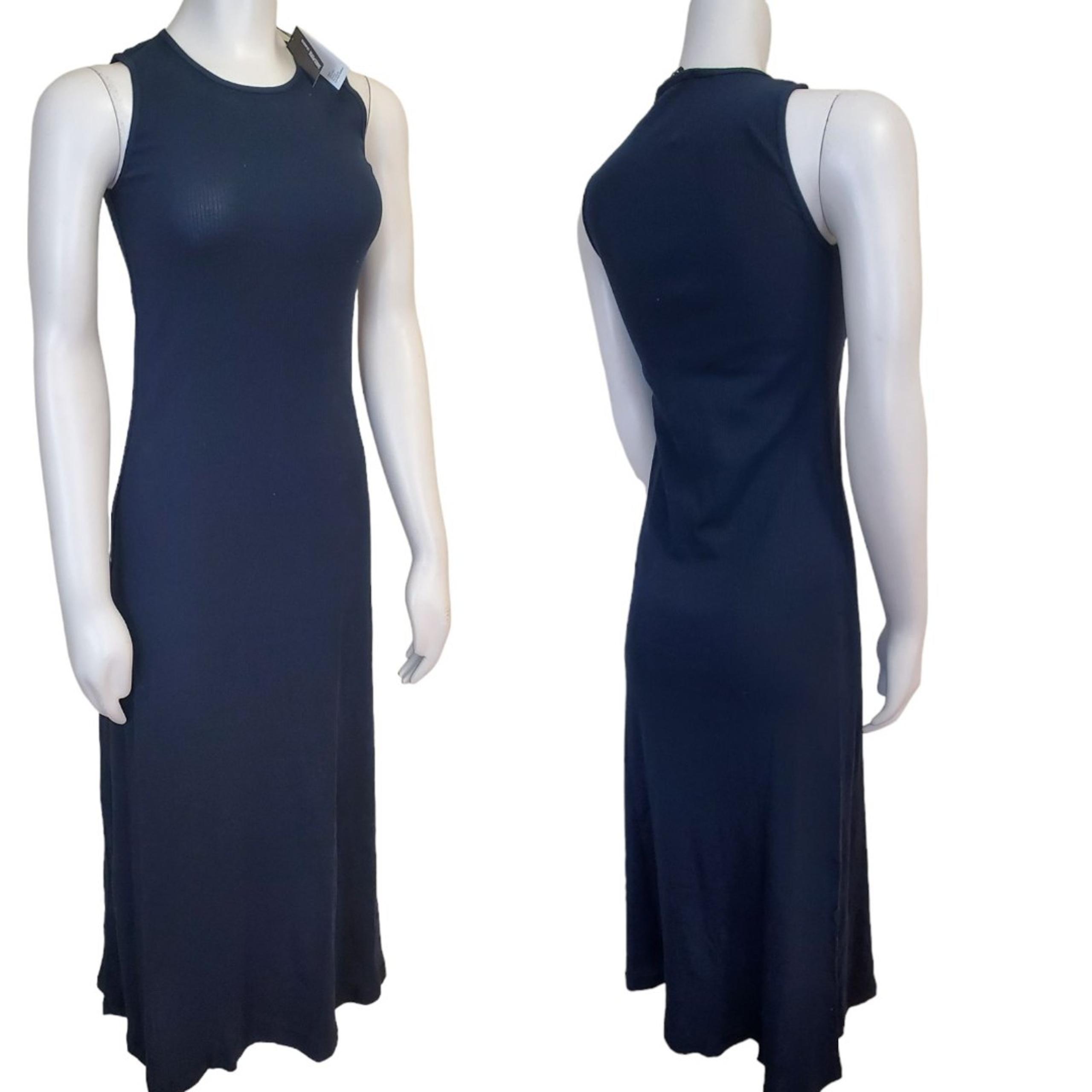 NWT $225 James Perse Womens Ribbed Sleeveless Midi Tank Dress Navy Size 0/XS